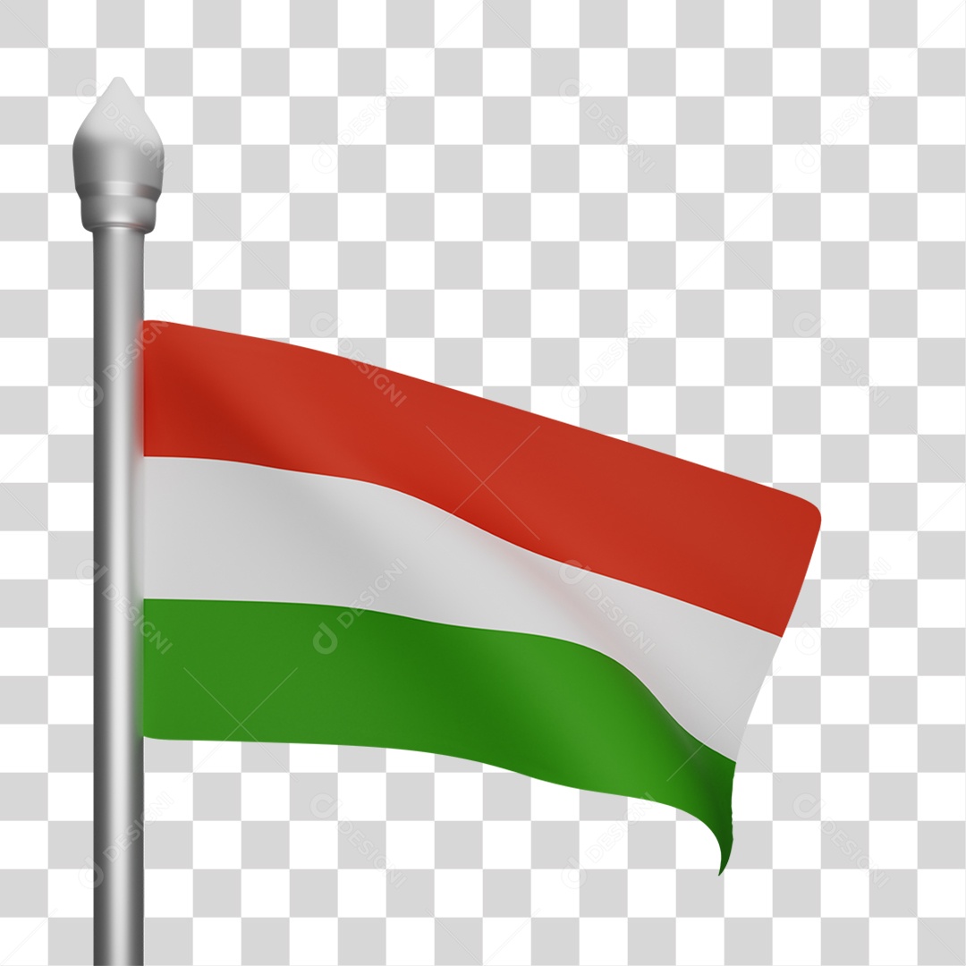 Elemento 3D Bandeira  Hungria para Composição PNG Transparente