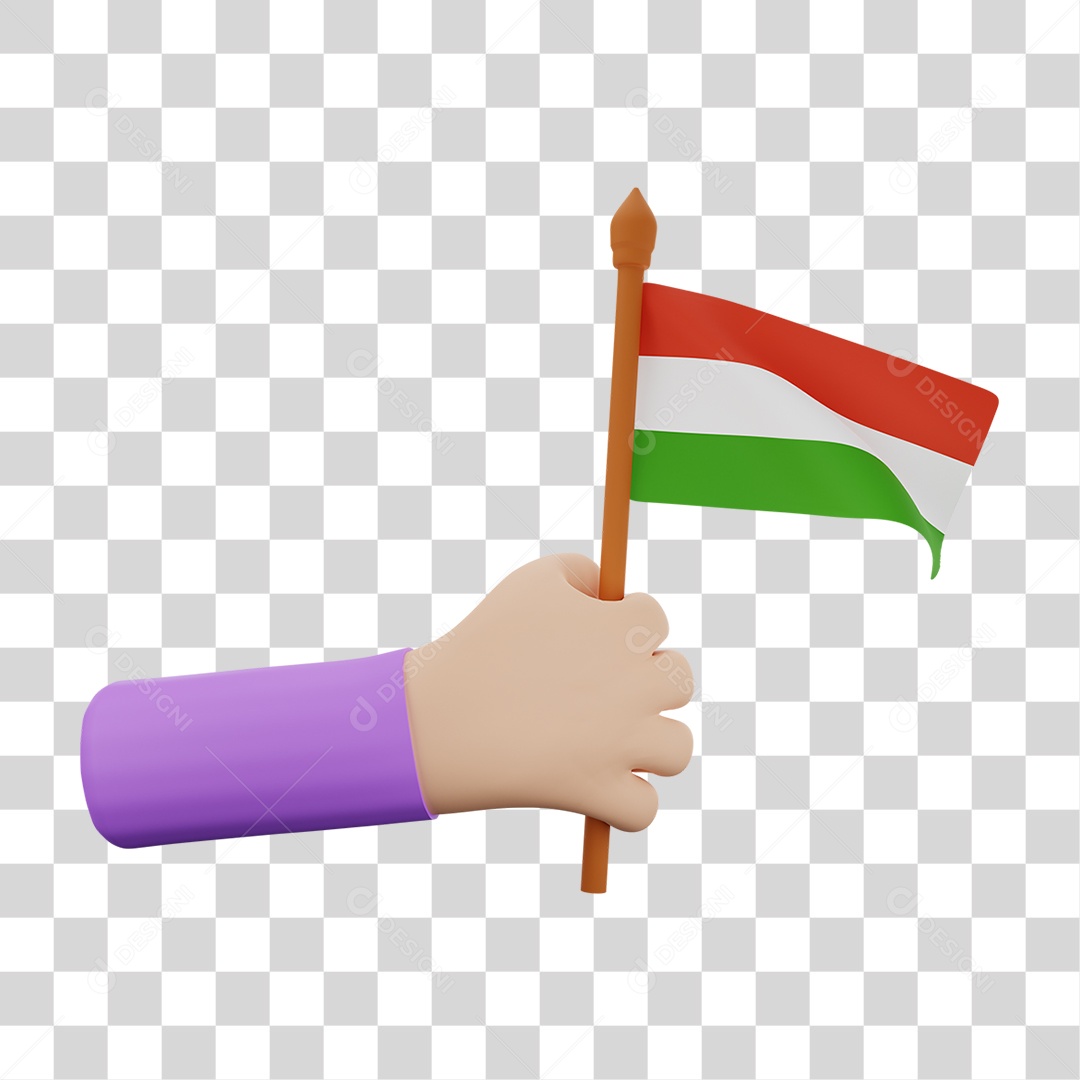 Bandeira da Hungria Elemento 3D Para Composição PNG Transparente