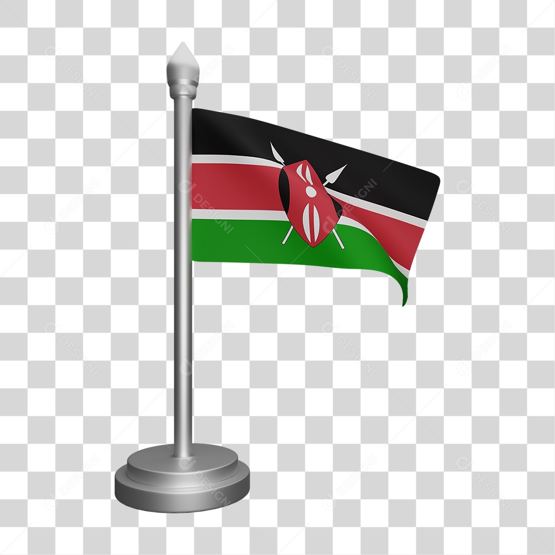 Bandeira Do Quênia Elemento 3D Para Composição PNG Transparente