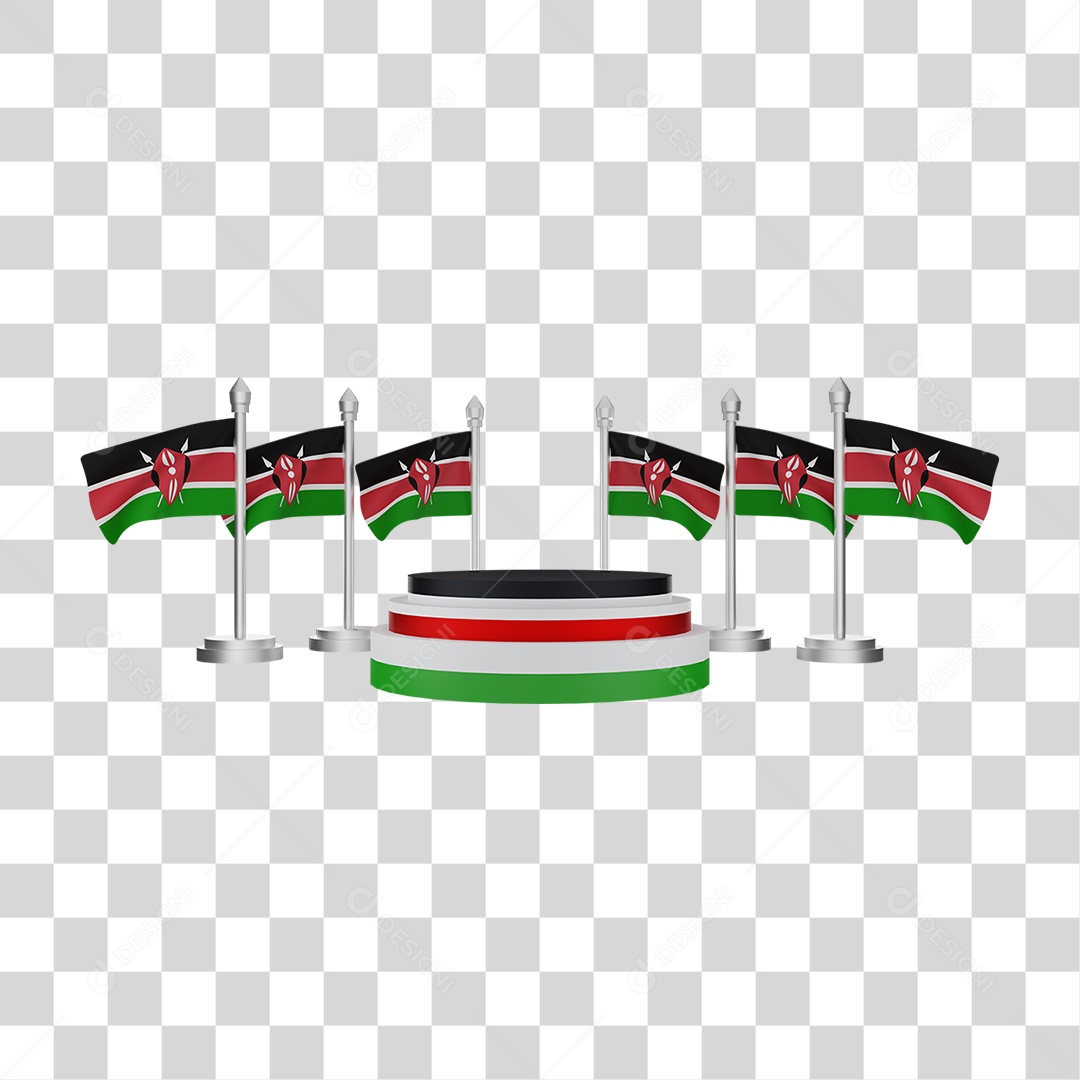 Bandeira Do Quênia Elemento 3D Para Composição PNG Transparente
