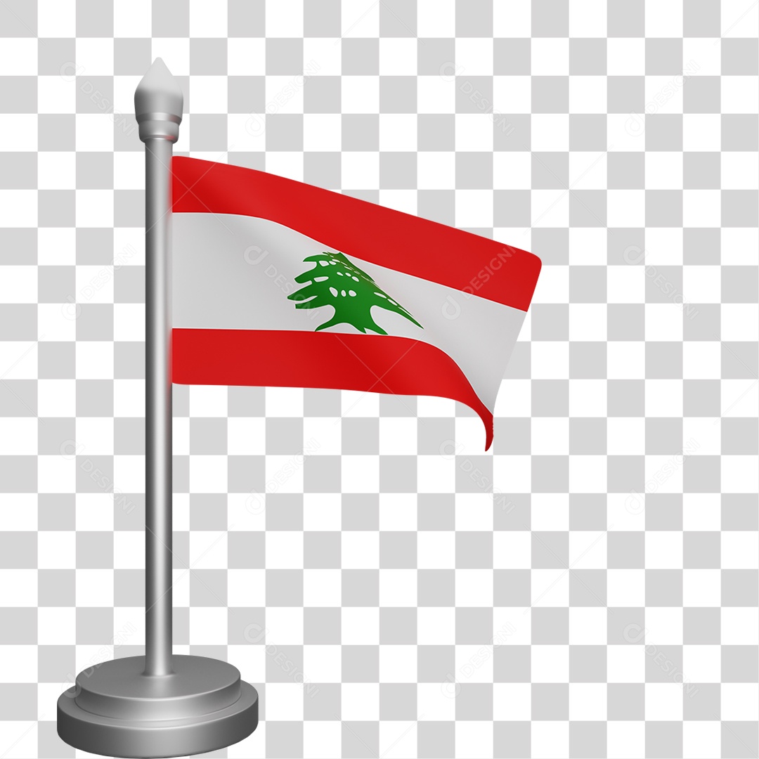 Bandeira Do Líbano Elemento 3D Para Composição PNG Transparente