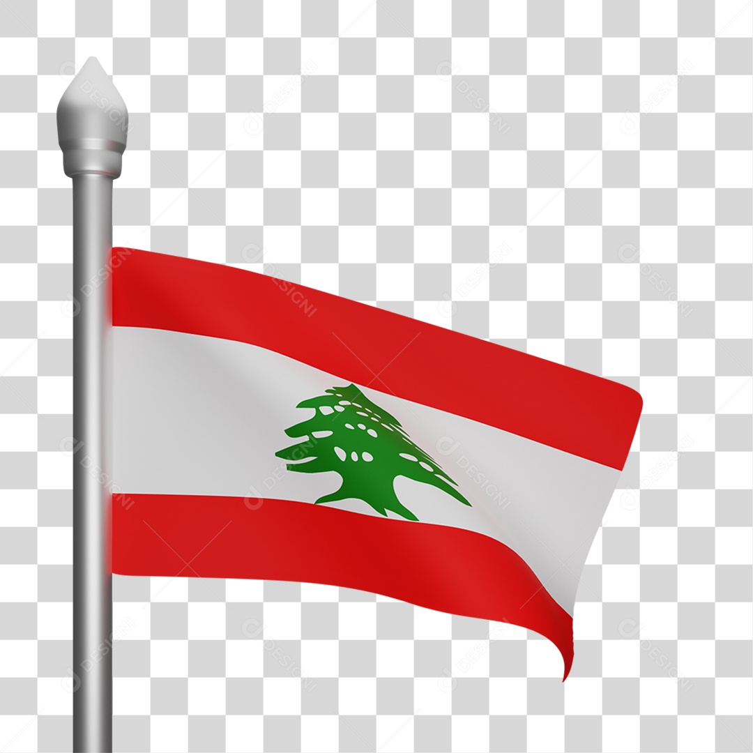 Bandeira Do Líbano Elemento 3D Para Composição PNG Transparente