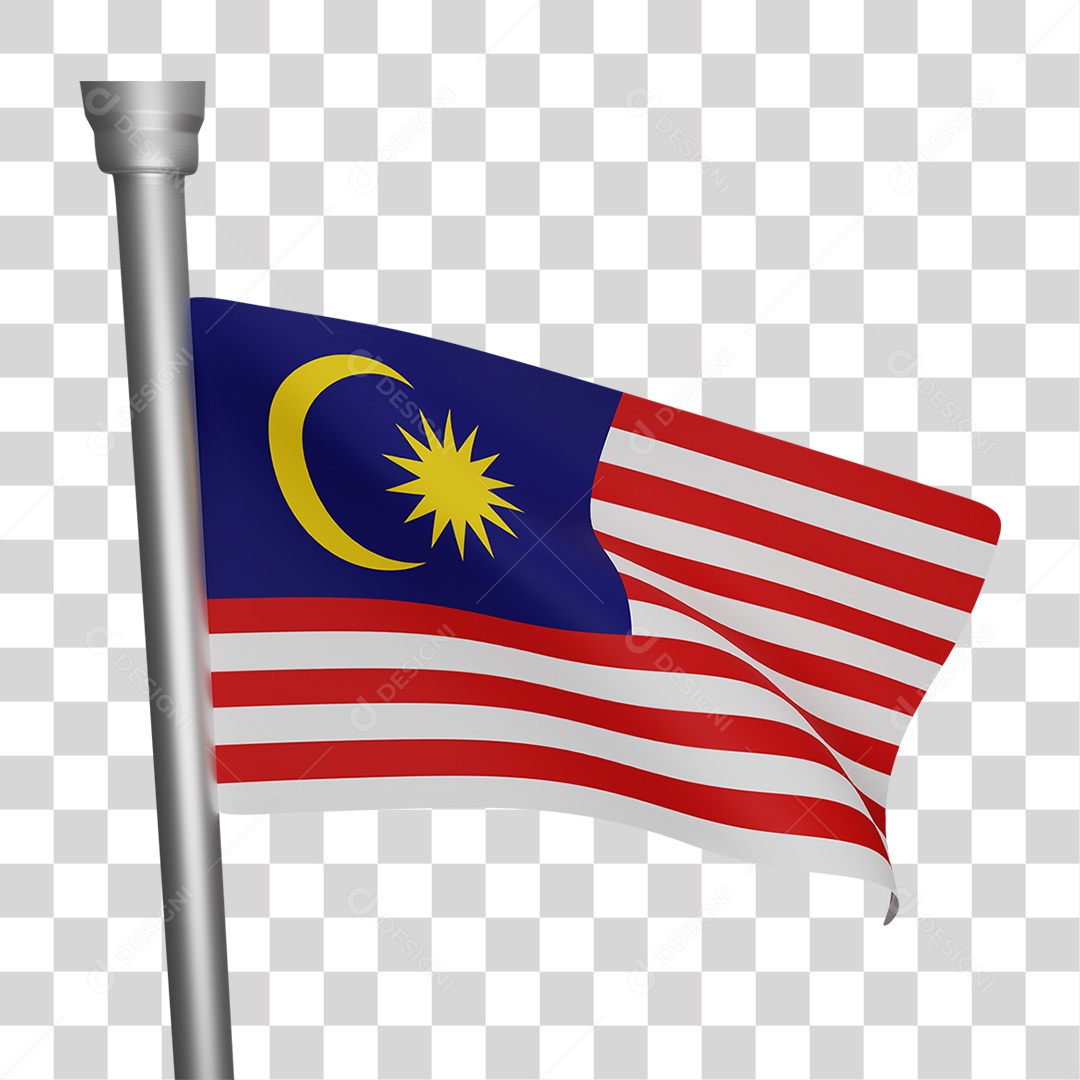 Bandeira Do Malásia Elemento 3D Para Composição PNG Transparente