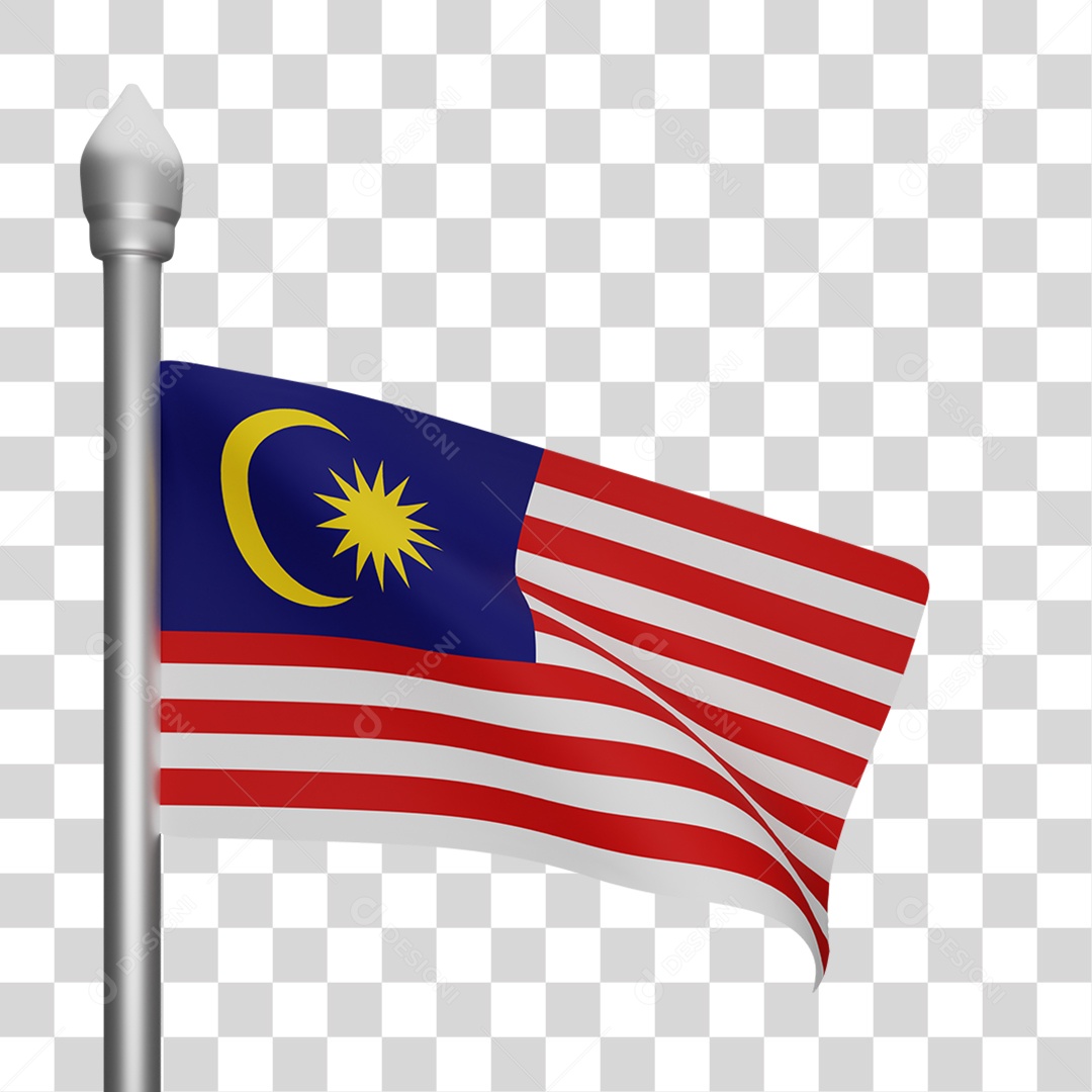 Bandeira Do Malásia Elemento 3D Para Composição PNG Transparente