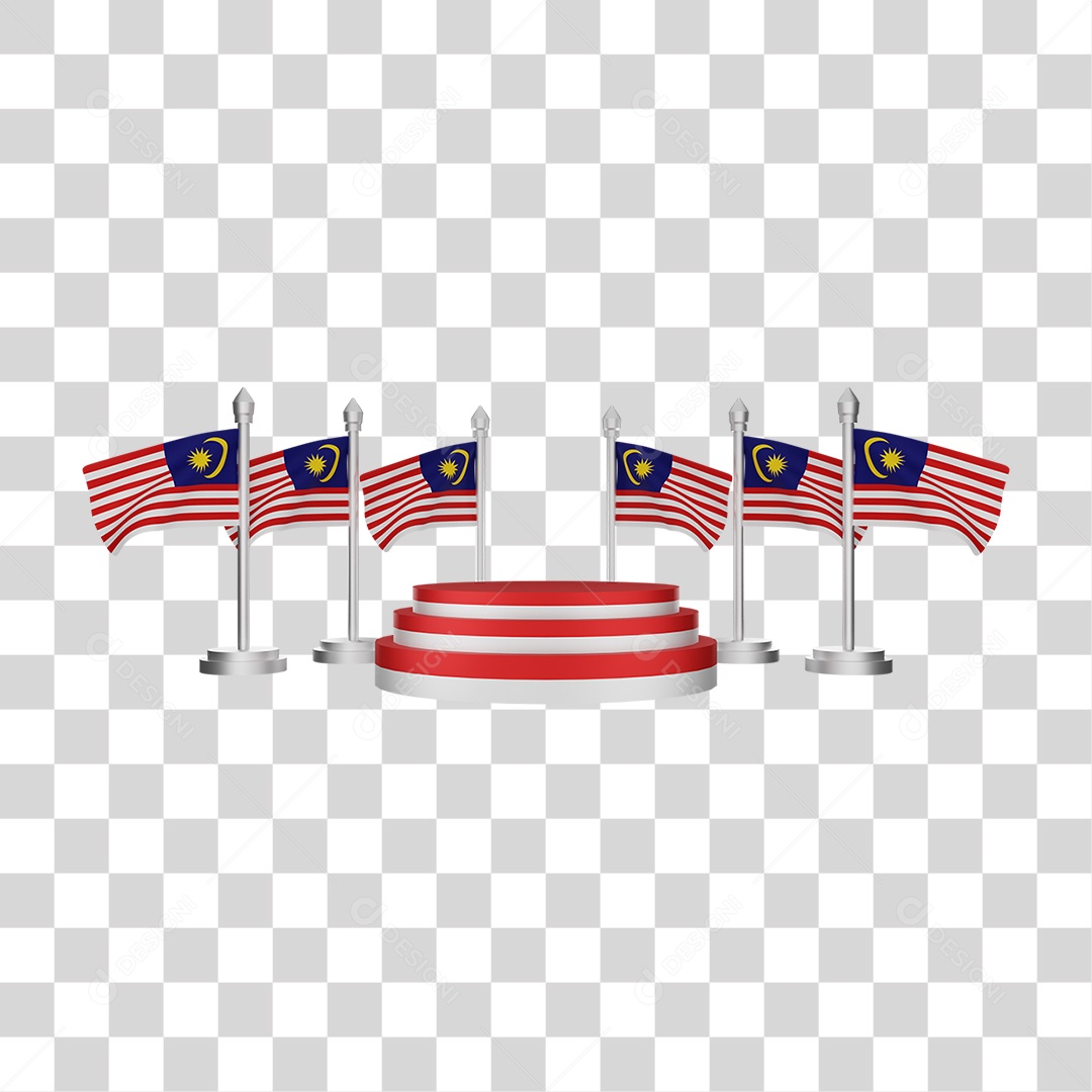 Bandeira Do Malásia Elemento 3D Para Composição PNG Transparente