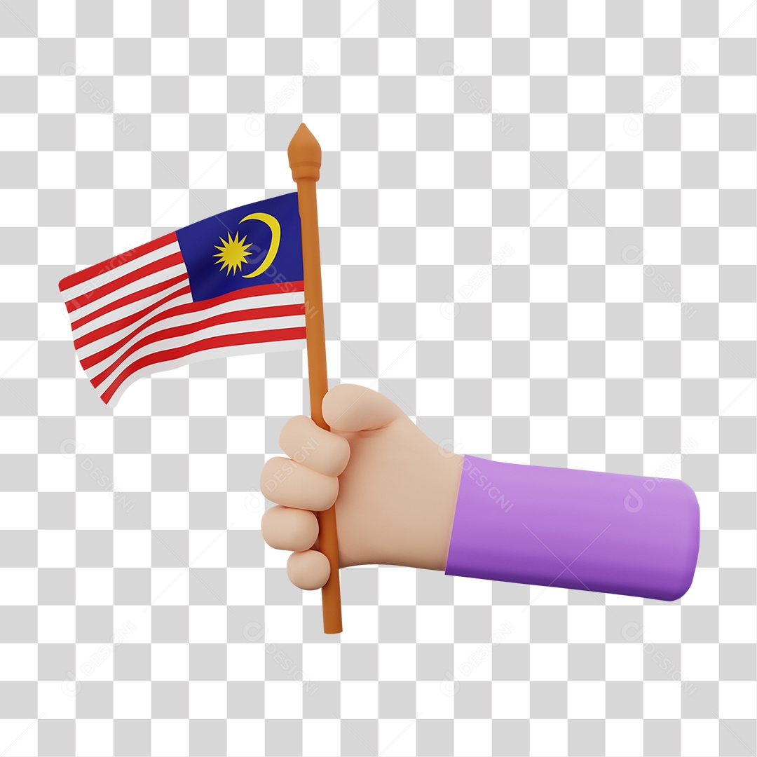 Bandeira Do Malásia Elemento 3D Para Composição PNG Transparente