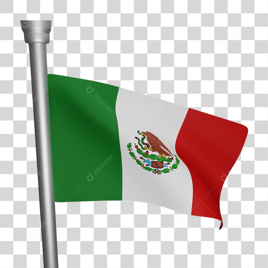Bandeira Do México Elemento 3D Para Composição PNG Transparente