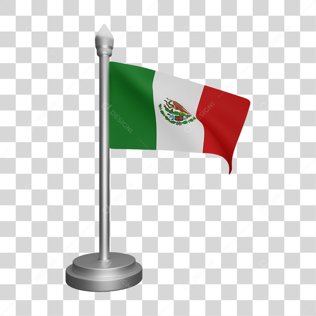 Bandeira Do México Elemento 3D Para Composição PNG Transparente