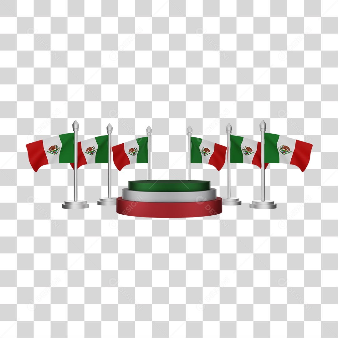 Bandeira Do México Elemento 3D Para Composição PNG Transparente