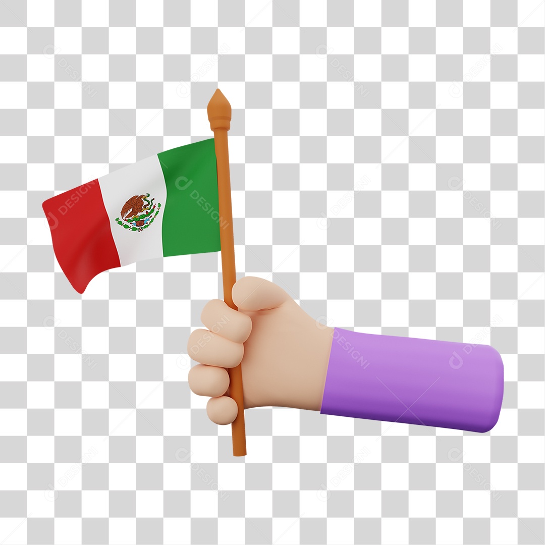 Bandeira Do México Elemento 3D Para Composição PNG Transparente