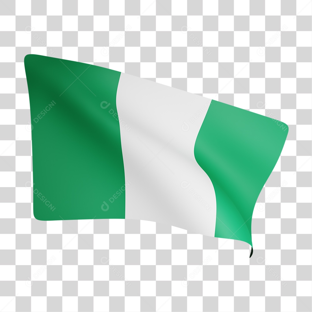Elemento 3D Bandeira  Nigéria para Composição PNG Transparente