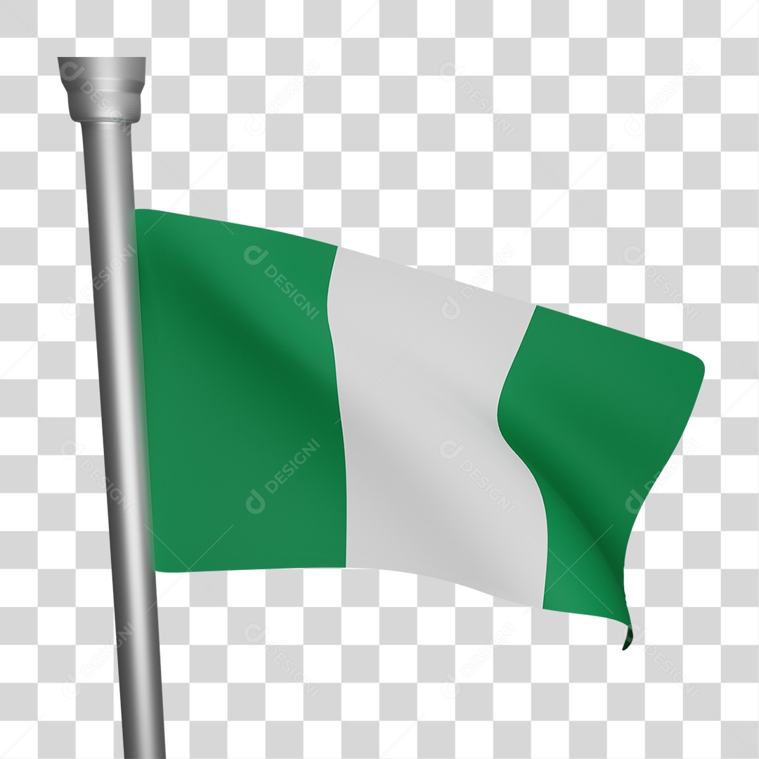 Elemento 3D Bandeira  Nigéria para Composição PNG Transparente