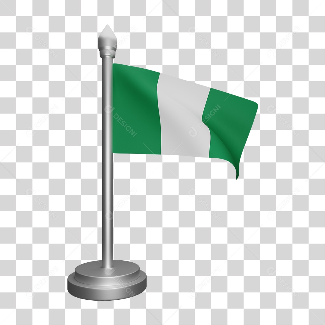 Elemento 3D Bandeira  Nigéria para Composição PNG Transparente