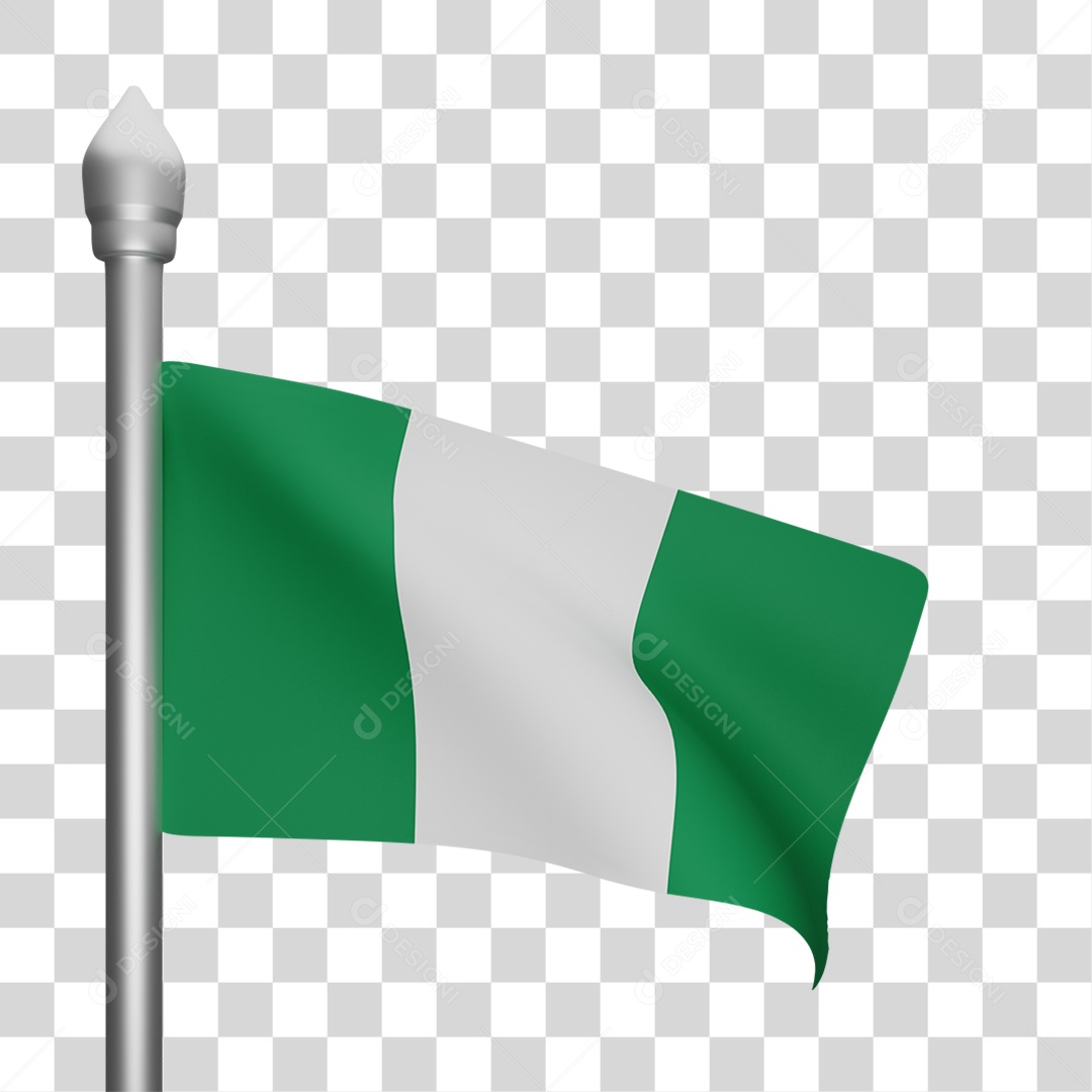 Elemento 3D Bandeira  Nigéria para Composição PNG Transparente