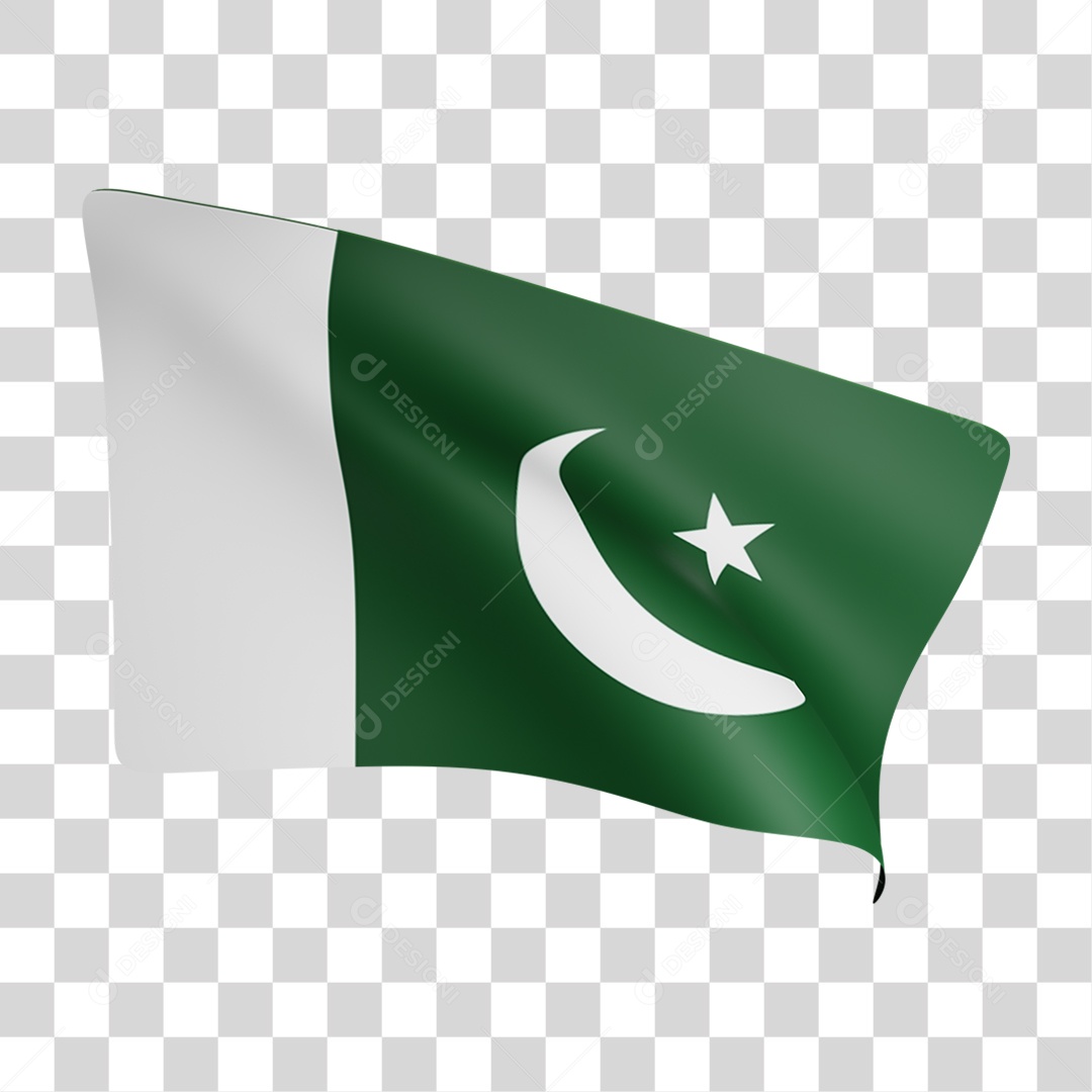 Elemento 3D Bandeira Paquistão para Composição PNG Transparente
