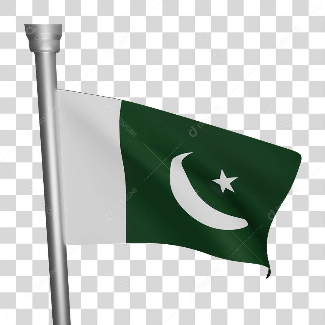 Elemento 3D Bandeira Paquistão para Composição PNG Transparente