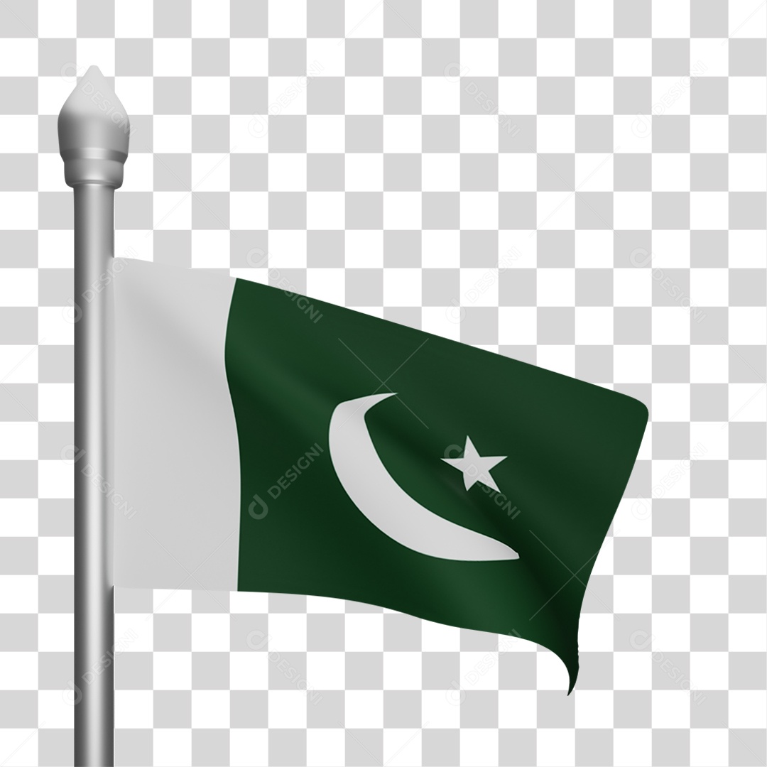 Elemento 3D Bandeira Paquistão para Composição PNG Transparente