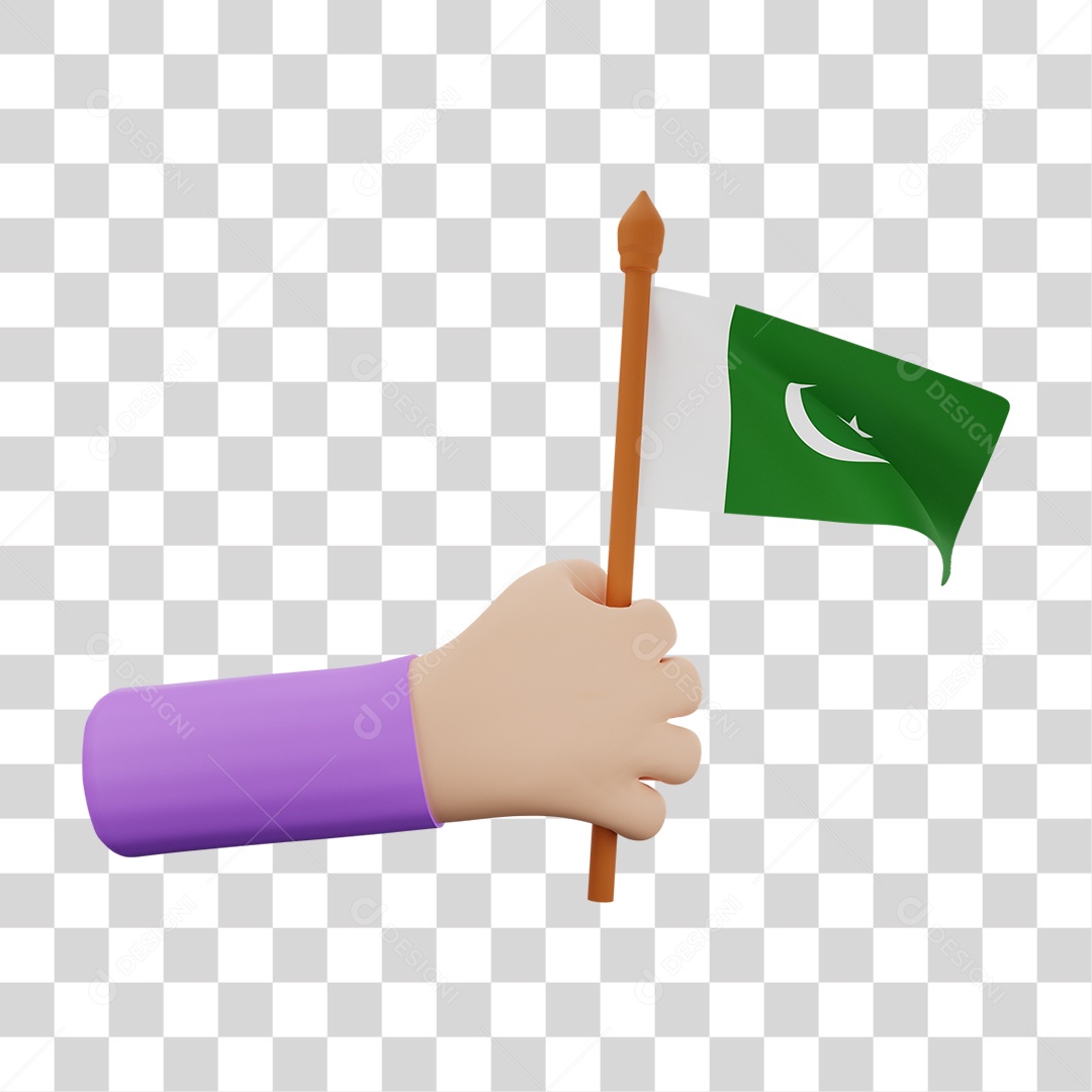Elemento 3D Bandeira Paquistão para Composição PNG Transparente