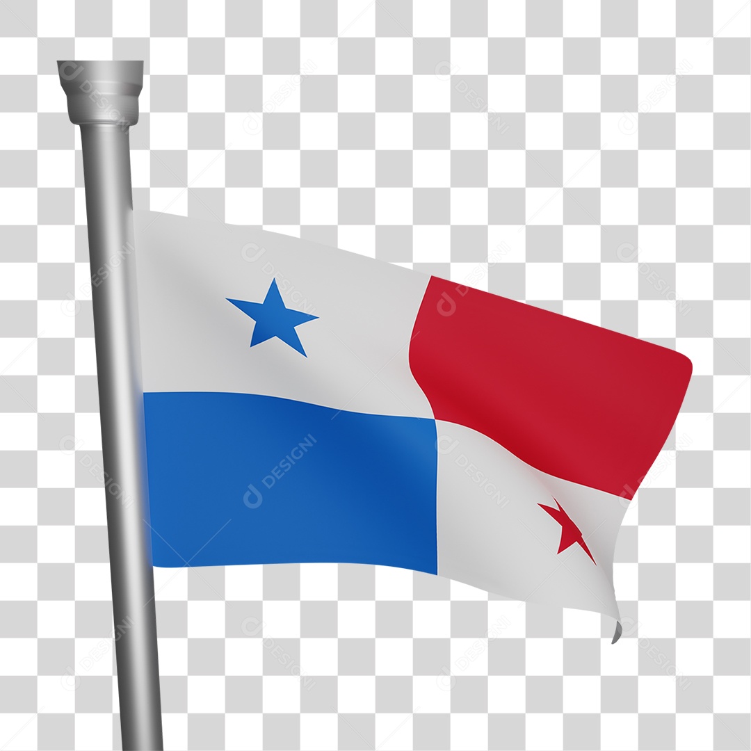 Elemento 3D Bandeira Panamá para Composição PNG Transparente
