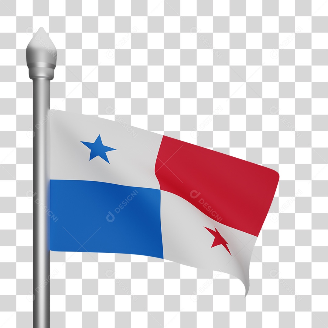Elemento 3D Bandeira Panamá para Composição PNG Transparente