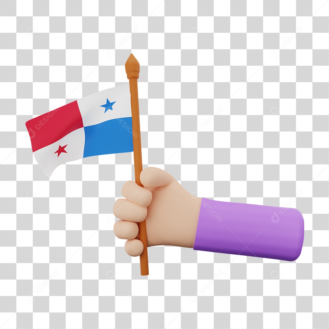 Elemento 3D Bandeira Panamá para Composição PNG Transparente