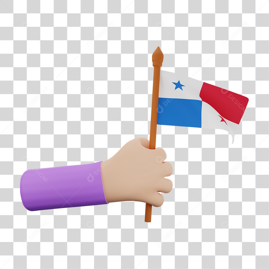 Elemento 3D Bandeira Panamá para Composição PNG Transparente