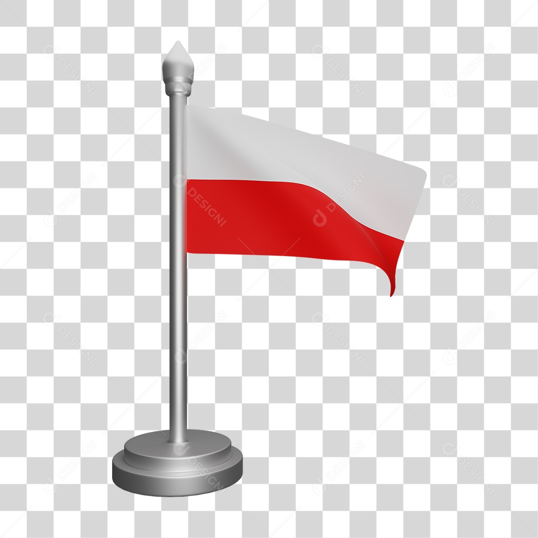 Elemento 3D Bandeira Polônia para Composição PNG Transparente