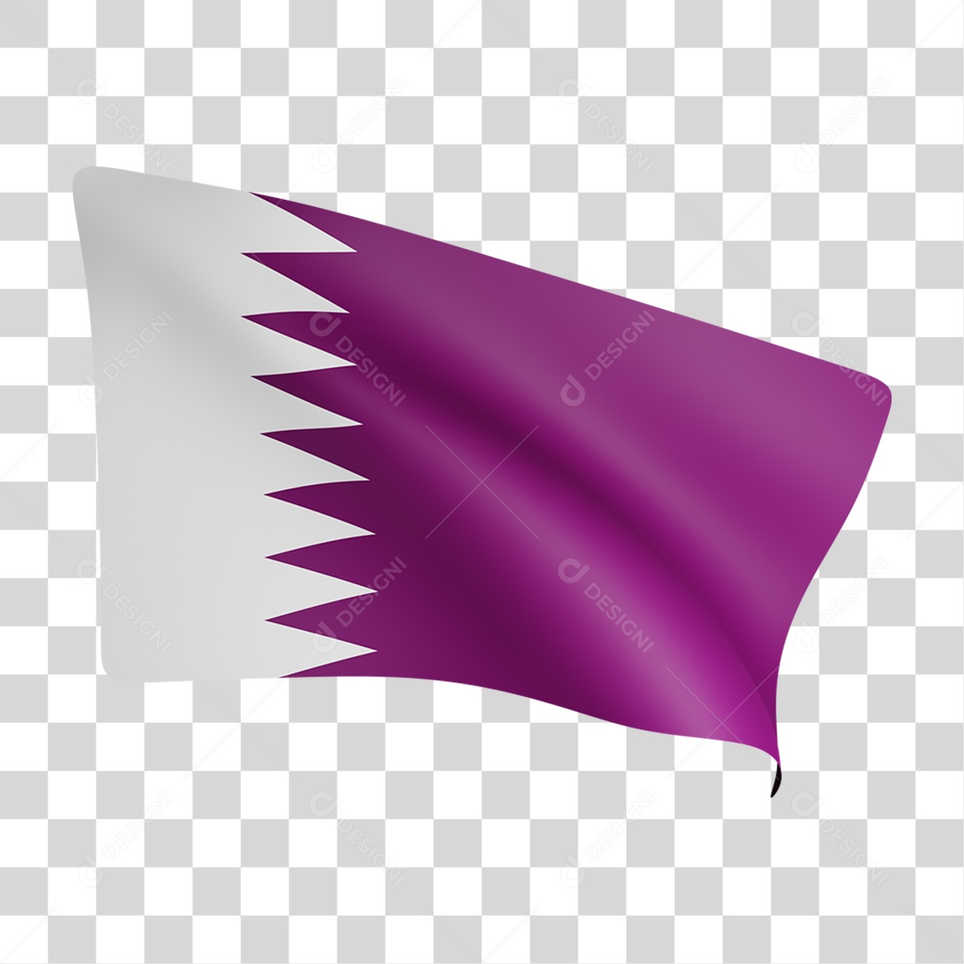 Elemento 3D Bandeira  Catar para Composição PNG Transparente