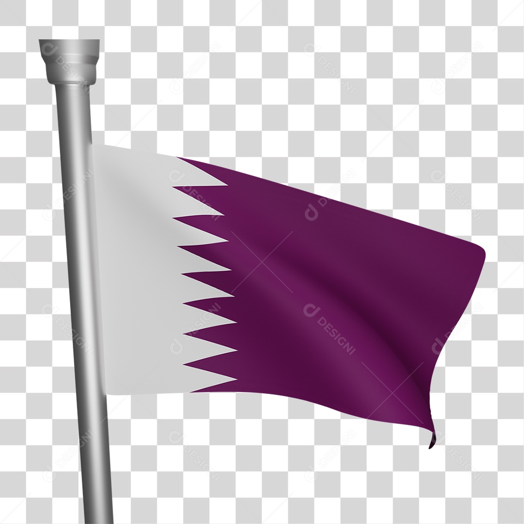 Elemento 3D Bandeira  Catar para Composição PNG Transparente