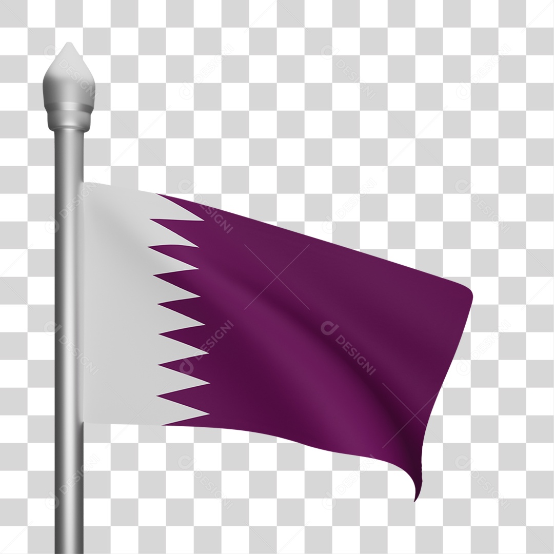 Elemento 3D Bandeira  Catar para Composição PNG Transparente