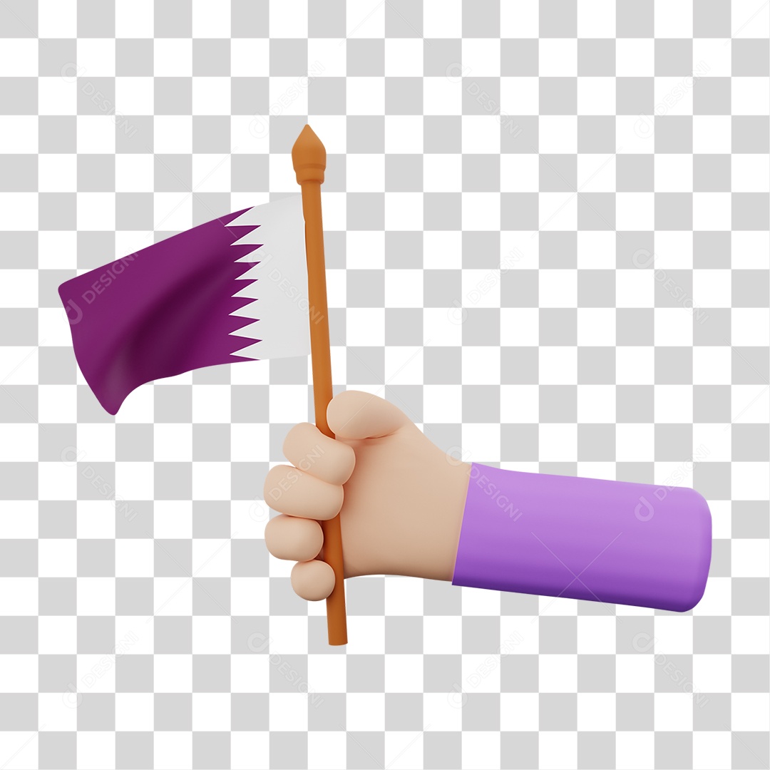 Elemento 3D Bandeira  Catar para Composição PNG Transparente