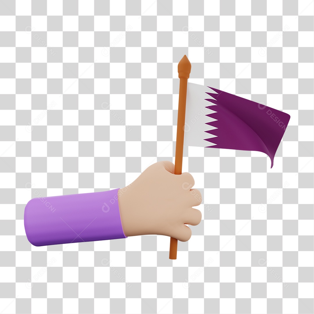 Elemento 3D Bandeira  Catar para Composição PNG Transparente