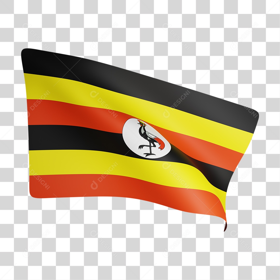 Elemento 3D Bandeira uganda para Composição PNG Transparente