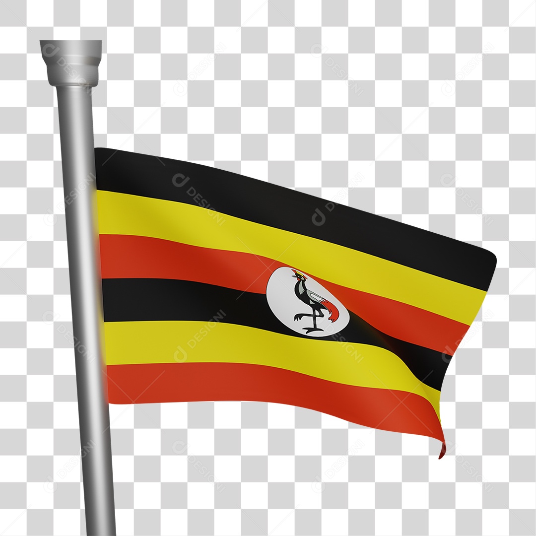 Elemento 3D Bandeira uganda para Composição PNG Transparente