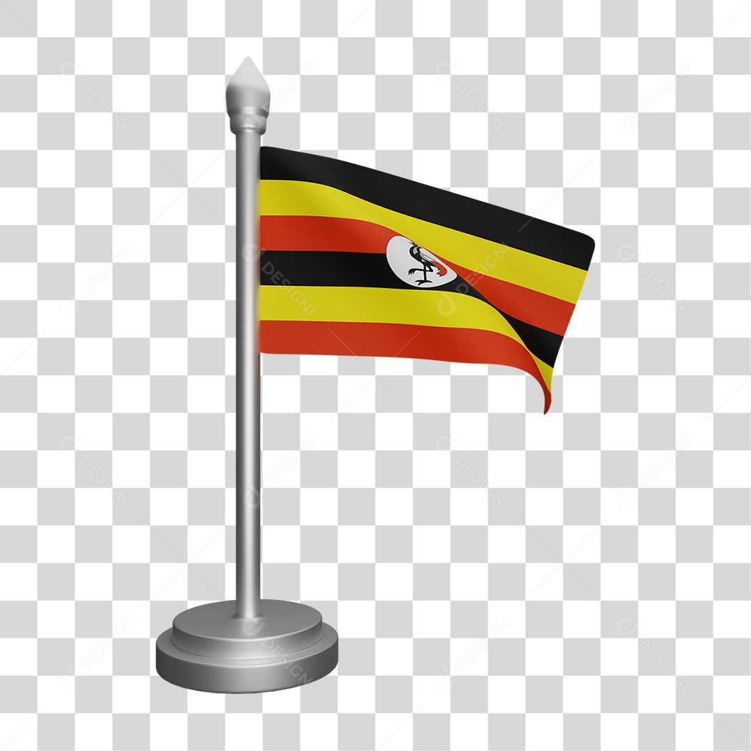 Elemento 3D Bandeira uganda para Composição PNG Transparente