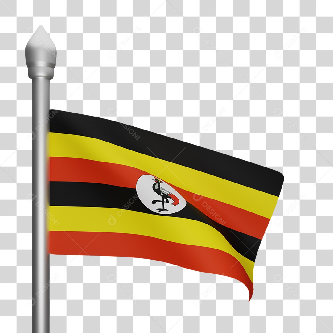 Elemento 3D Bandeira uganda para Composição PNG Transparente