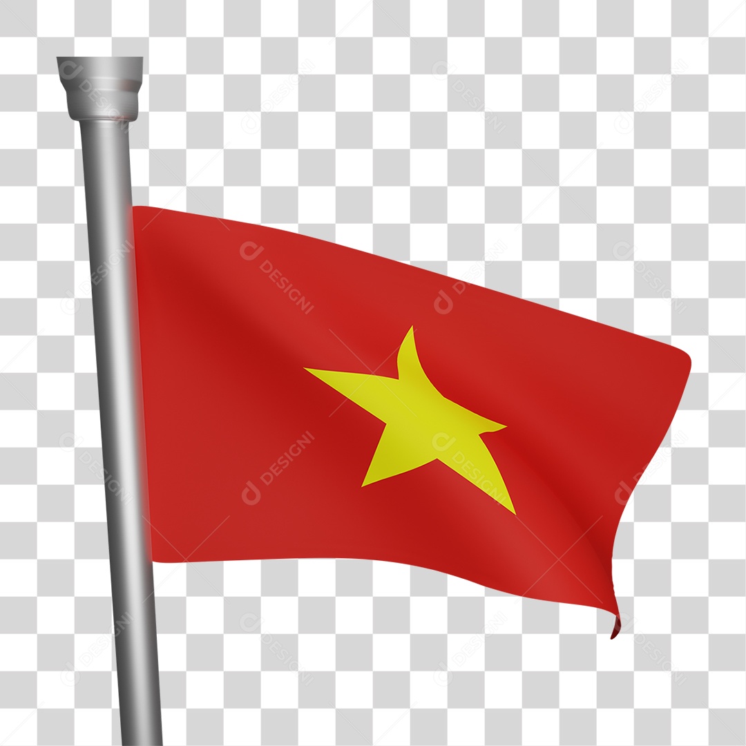 Elemento 3D Bandeira Vietnã para Composição PNG Transparente