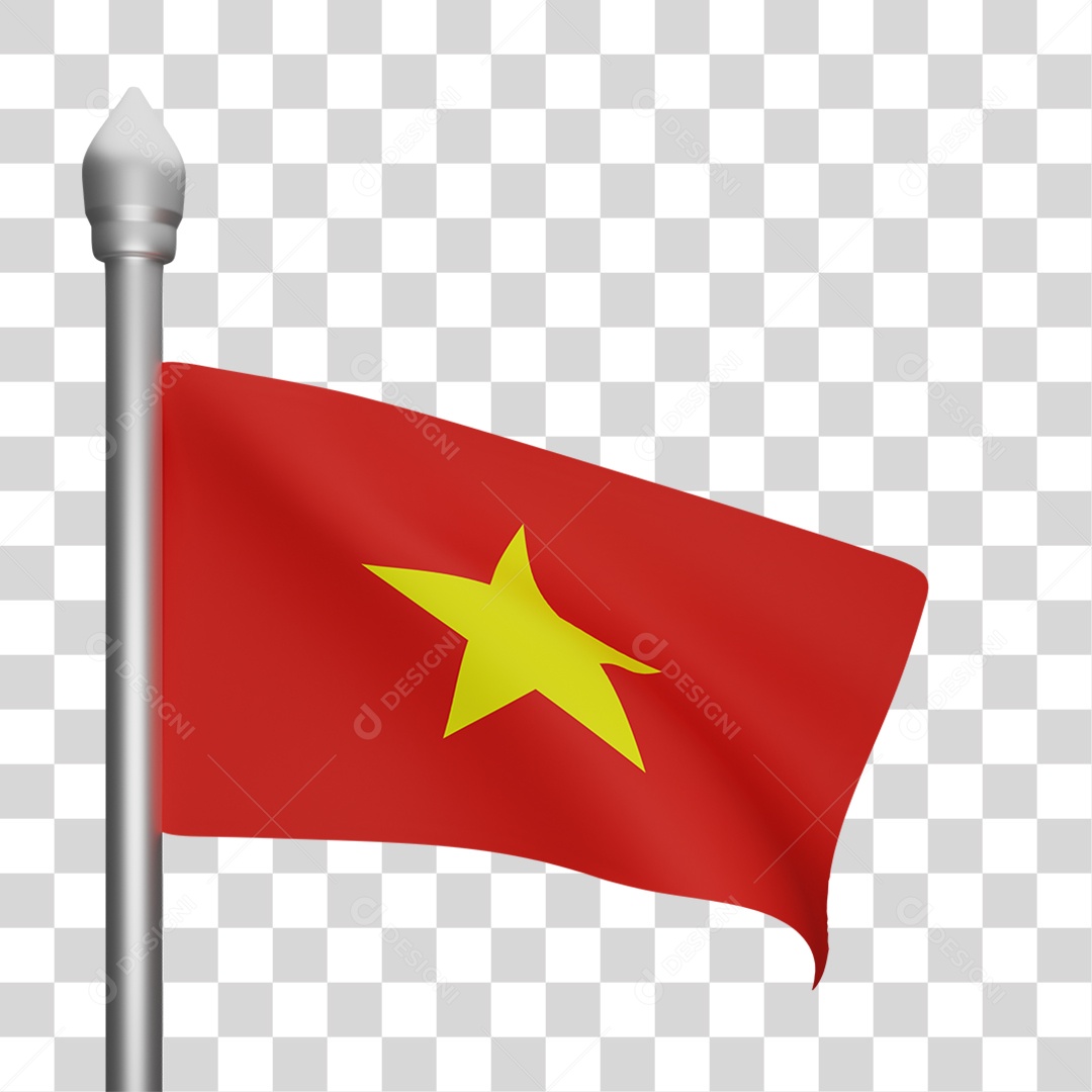 Elemento 3D Bandeira Vietnã para Composição PNG Transparente