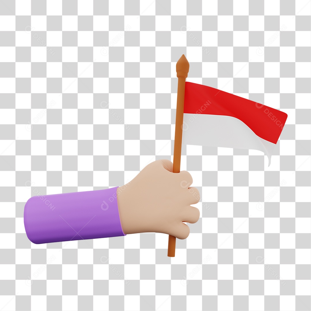 Elemento 3D Bandeira indonésia para Composição PNG Transparente