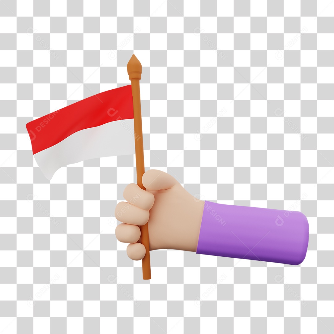 Elemento 3D Bandeira indonésia para Composição PNG Transparente