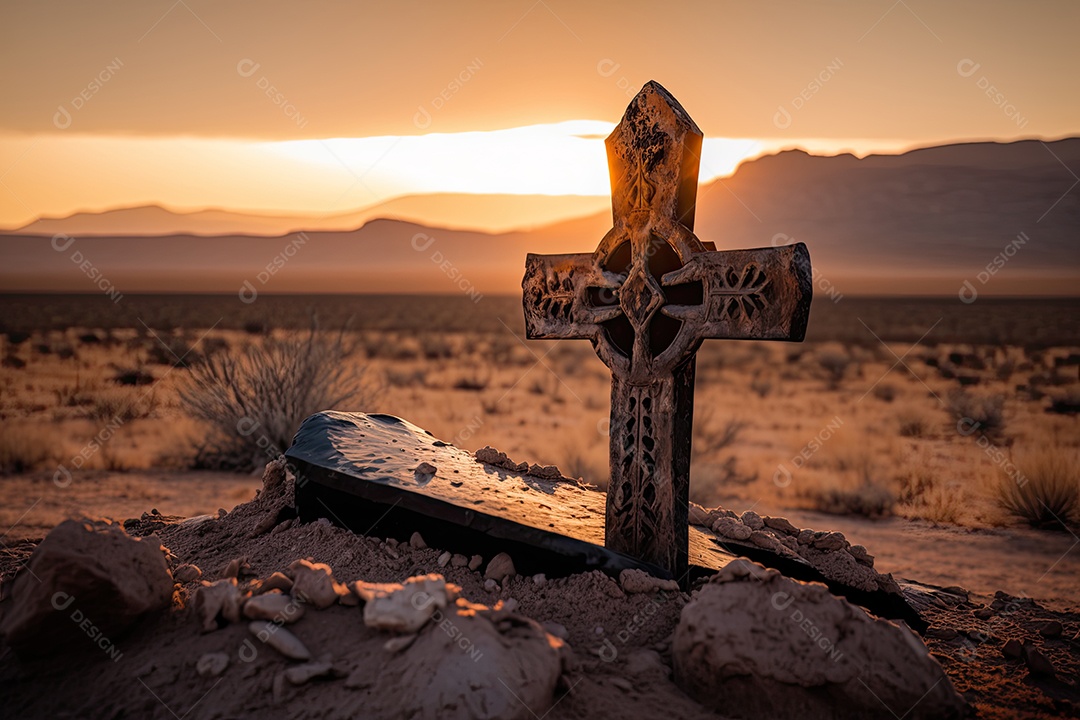 Cruz rústica de madeira em capela rural, com a luz do sol entrando pelas janelas e iluminando a cruz. A imagem deve ter uma atmosfera pacífica e serena, com uma sensação de quietude.