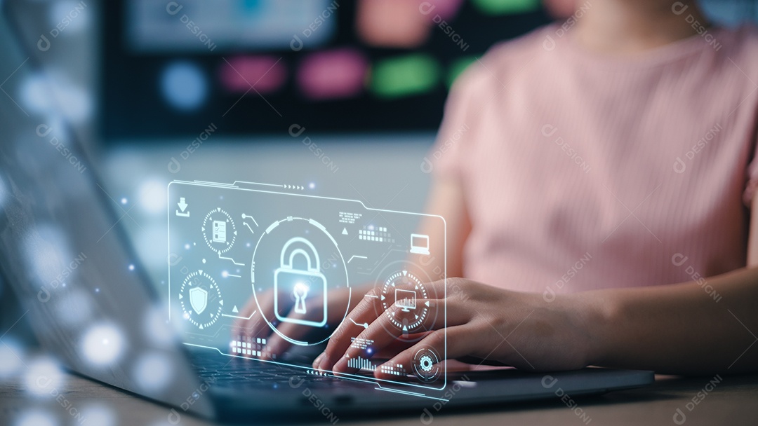 Conceito de privacidade de tecnologia de negócios de proteção de dados de segurança cibernética.