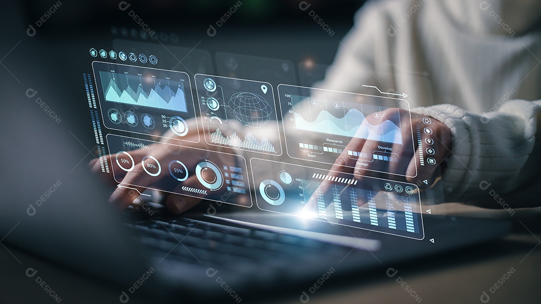 Webinars de treinamento on-line para mulheres. Conexão de navegação de e-learning e conceito de webcast de tecnologia on-line em nuvem em uma tela de interface virtual futurista.