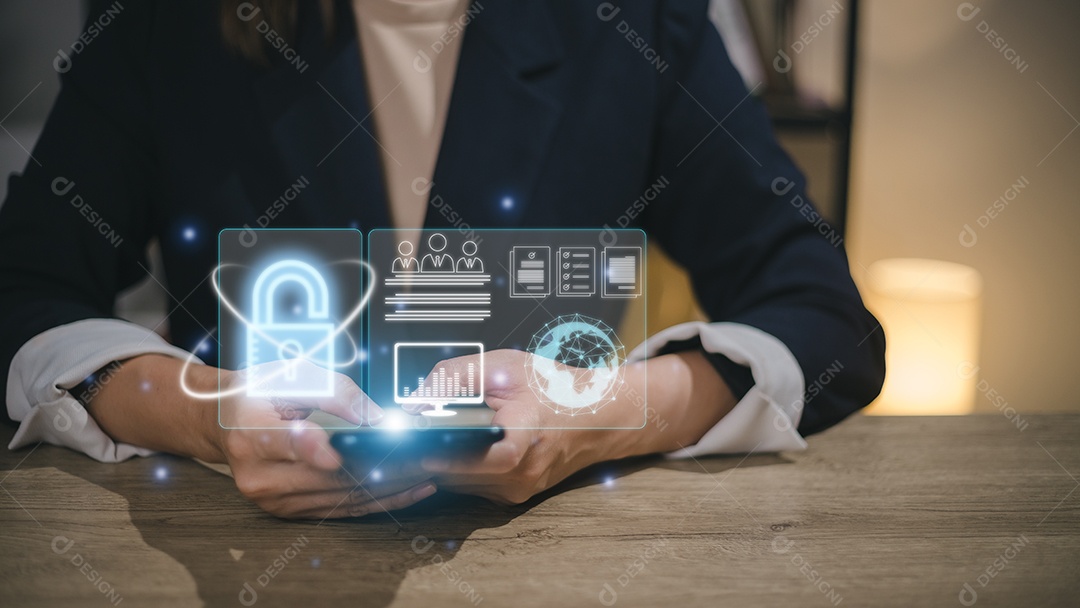 Conceito de privacidade de tecnologia de negócios de proteção de dados de segurança cibernética.