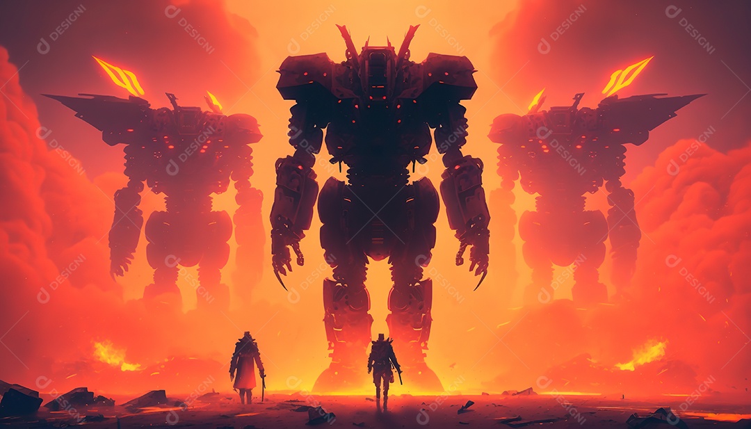 grupo de soldados alienígenas invadindo a cidade, cyberpunk