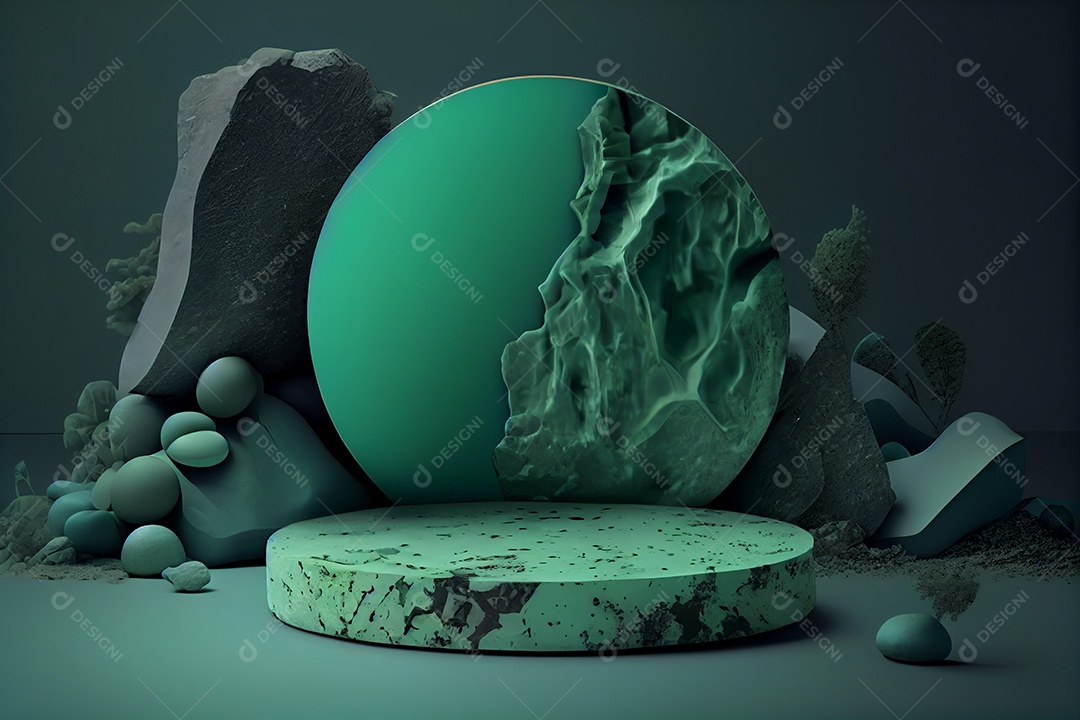 Cenário pódio abstrato verde