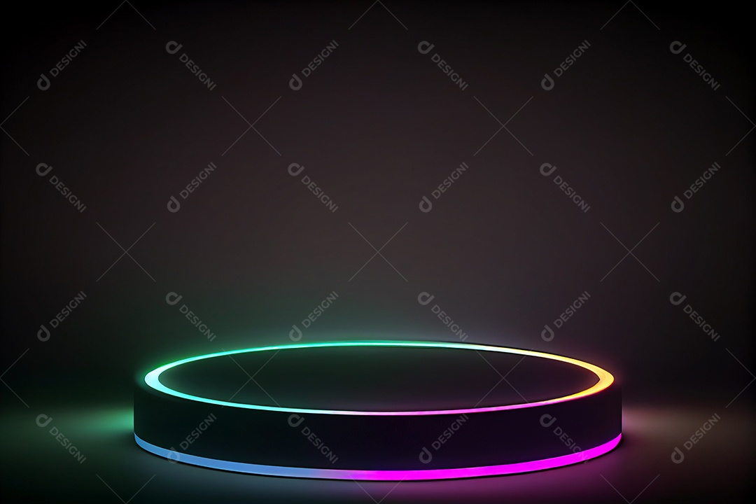 Cenário pódio com luzes neon
