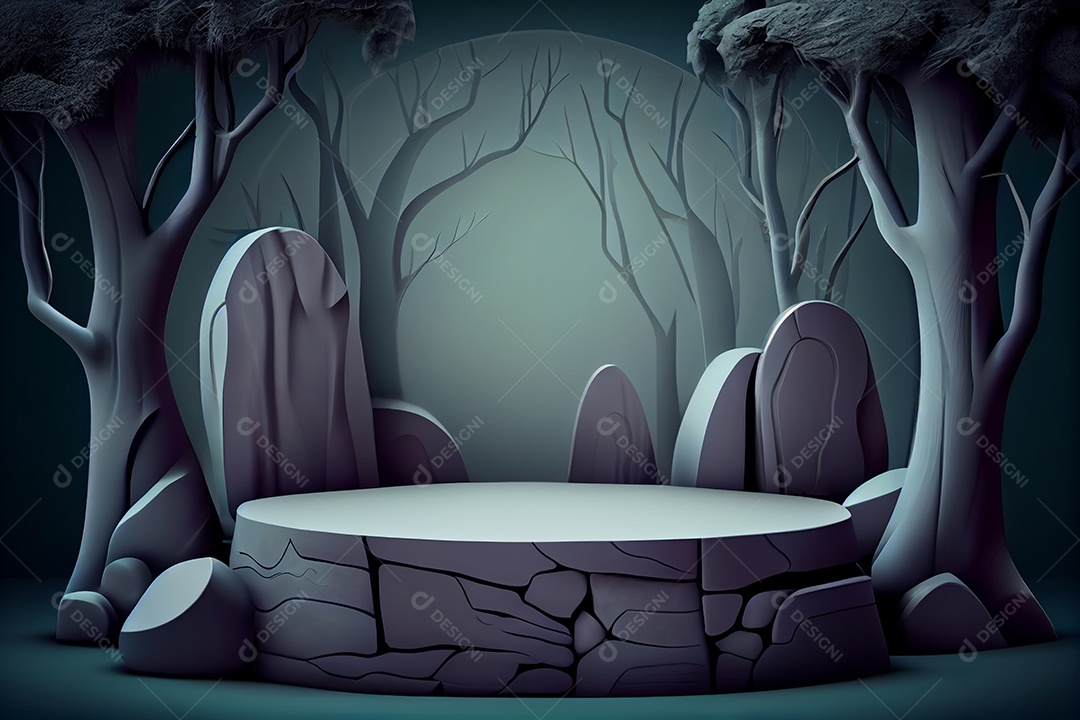 Cenário com pódio escuro