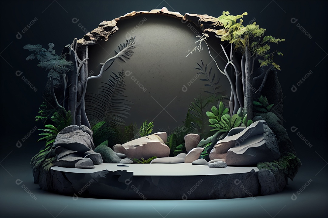 Cenário com pódio escuro