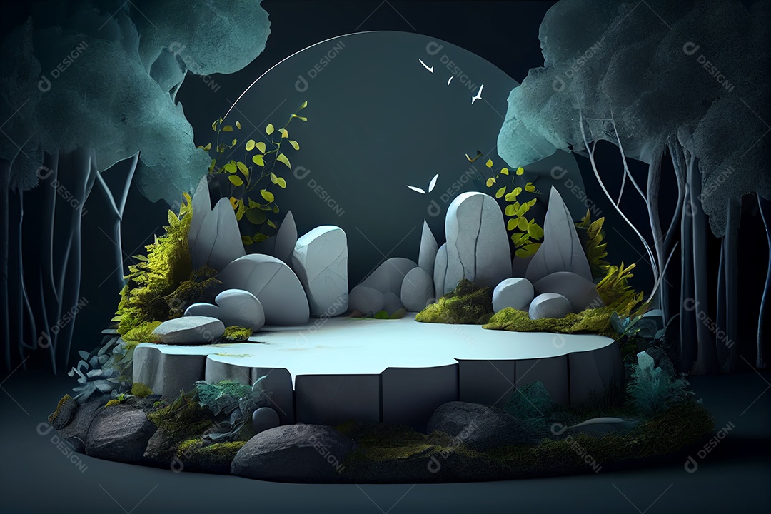 Cenário com pódio escuro